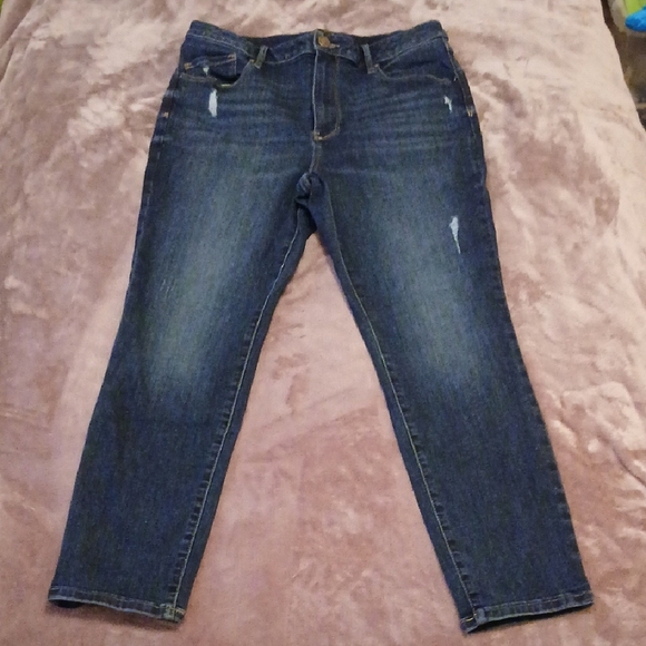 Simply Vera Vera Wang Blue Ankle Cropped Jeans - Picture 1 of 5